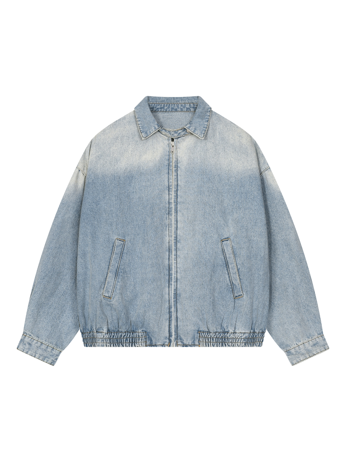 Sun Bleached Denim Zip Jacket in Faded light wash