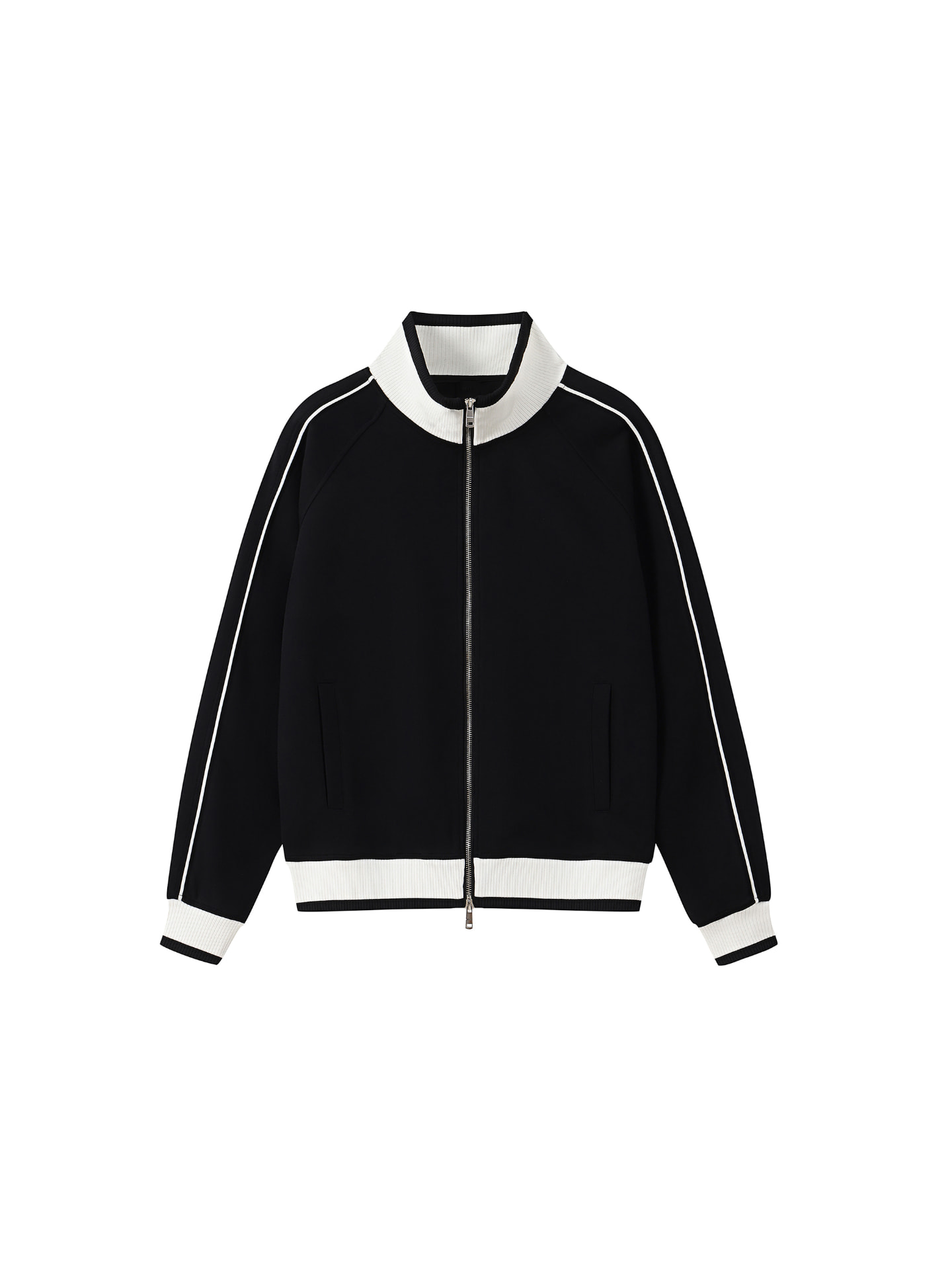 Finish Line Track Jacket in Black / cream